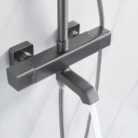 Душевая система Shevanik S3096T, термостатическая, вороненая сталь, gunmetal