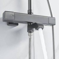 Душевая система Shevanik S3096T, термостатическая, вороненая сталь, gunmetal