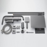 Душевая система Shevanik S3096T, термостатическая, вороненая сталь, gunmetal