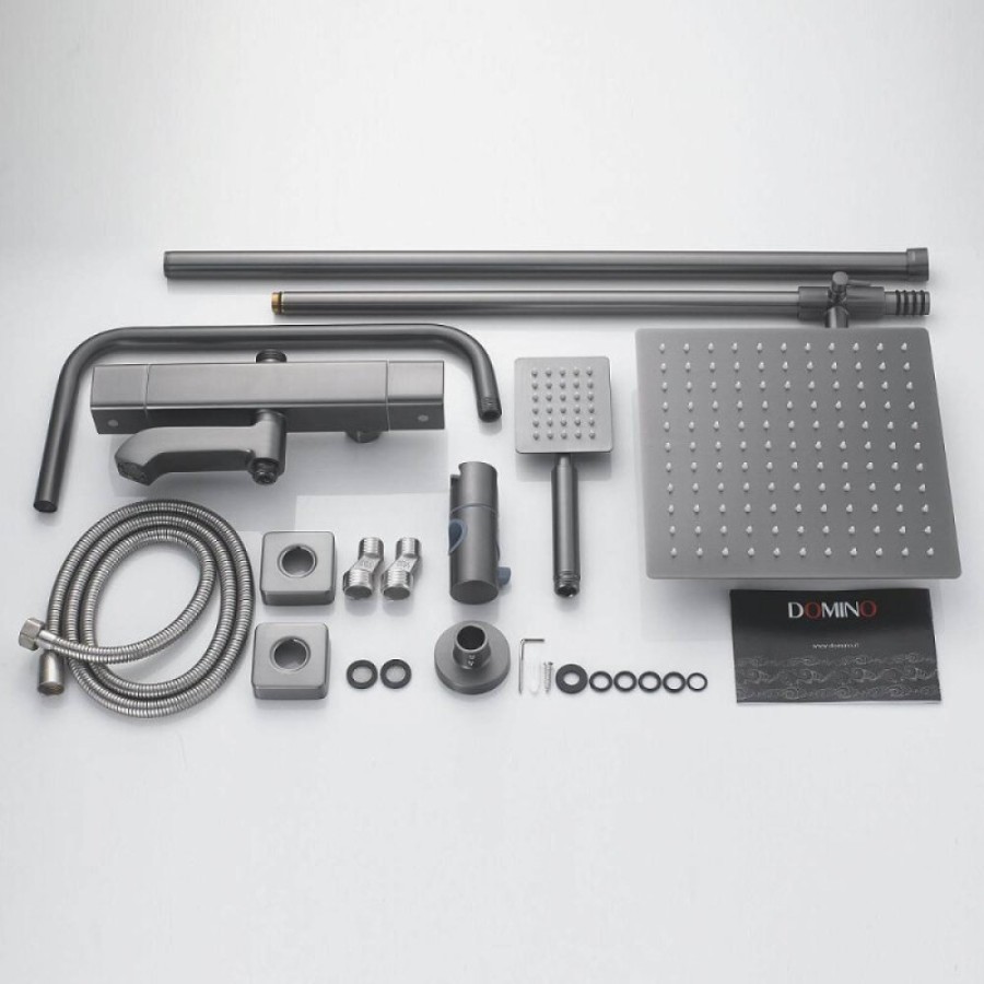 Душевая система Shevanik S3096T, термостатическая, вороненая сталь, gunmetal