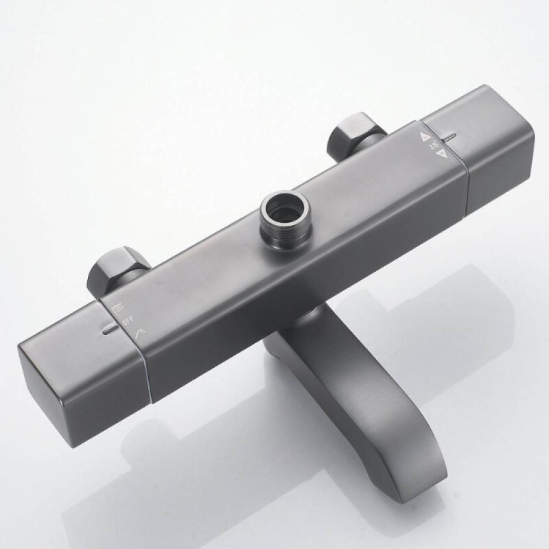 Душевая система Shevanik S3096T, термостатическая, вороненая сталь, gunmetal
