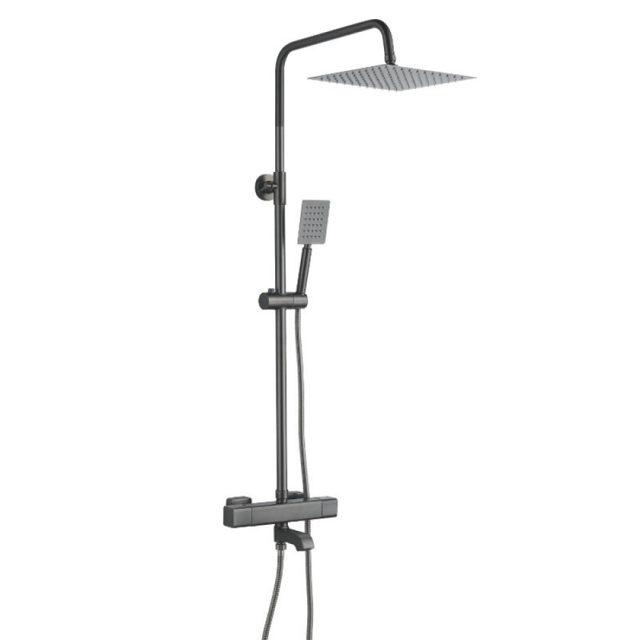 Душевая система Shevanik S3096T, термостатическая, вороненая сталь, gunmetal