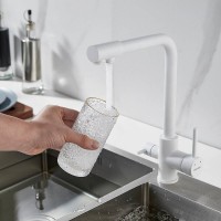 Смеситель для кухонной мойки Shevanik S328C, с подключением к фильтру, цвет белый матовый