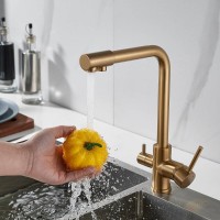 Смеситель для кухонной мойки Shevanik S328G, с подключением к фильтру, цвет золотой сатин
