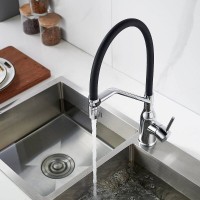 Смеситель для кухонной мойки Shevanik S343-3, с гибким изливом, цвет хром/черный