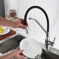 Смеситель для кухонной мойки Shevanik S343-3, с гибким изливом, цвет хром/черный
