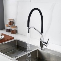 Смеситель для кухонной мойки Shevanik S343-3, с гибким изливом, цвет хром/черный