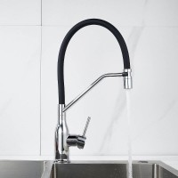 Смеситель для кухонной мойки Shevanik S343-3, с гибким изливом, цвет хром/черный