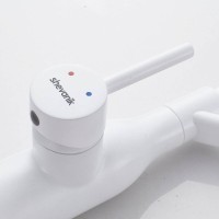 Смеситель для кухонной мойки Shevanik S343C-1, с гибким изливом, цвет белый матовый
