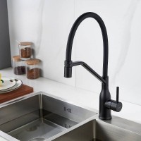 Смеситель для кухонной мойки Shevanik S343H-3, с гибким изливом, цвет черный матовый