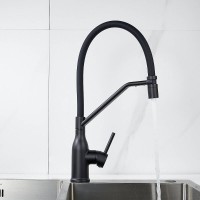 Смеситель для кухонной мойки Shevanik S343H-3, с гибким изливом, цвет черный матовый