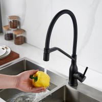 Смеситель для кухонной мойки Shevanik S343H-3, с гибким изливом, цвет черный матовый