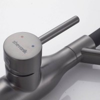 Смеситель для кухонной мойки Shevanik S343T-3, с гибким изливом, цвет черный/вороненая сталь, gunmetal