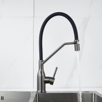 Смеситель для кухонной мойки Shevanik S343T-3, с гибким изливом, цвет черный/вороненая сталь, gunmetal