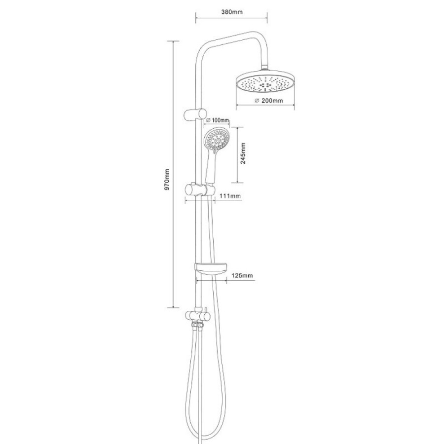 Душевой гарнитур Orange O-Shower S3b, с тропическим душем, цвет черный матовый