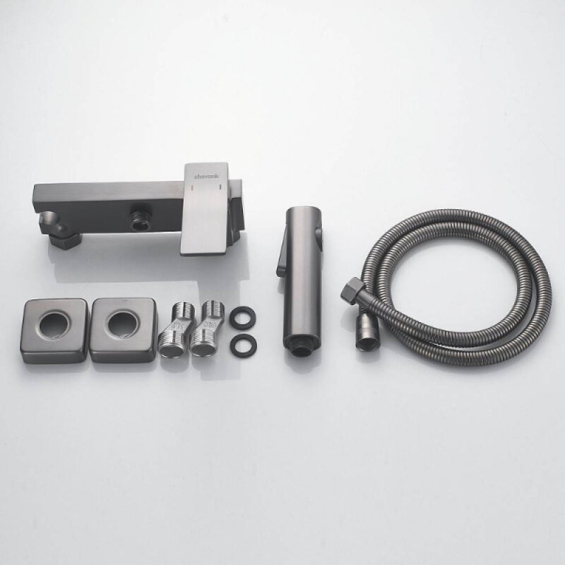 Гигиенический душ Shevanik S4005T-1, со смесителем, вороненая сталь, gunmetal