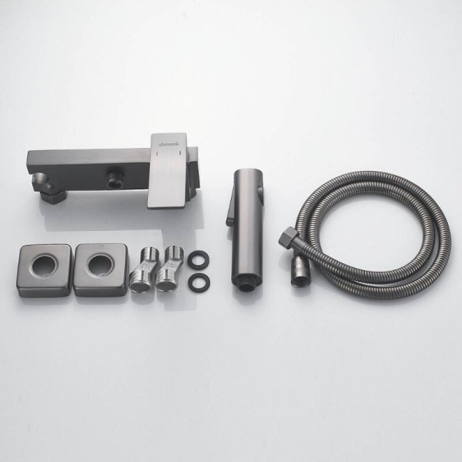 Гигиенический душ Shevanik S4005T-1, со смесителем, вороненая сталь, gunmetal