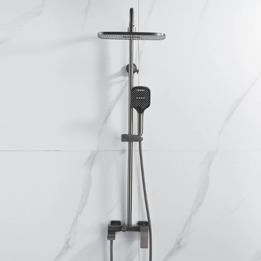 Душевая система Shevanik S4036T, вороненая сталь, gunmetal