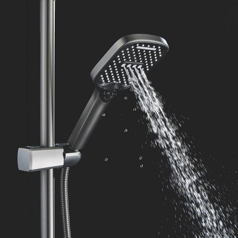 Душевая система Shevanik S4036T, вороненая сталь, gunmetal