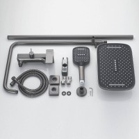 Душевая система Shevanik S4036T, вороненая сталь, gunmetal
