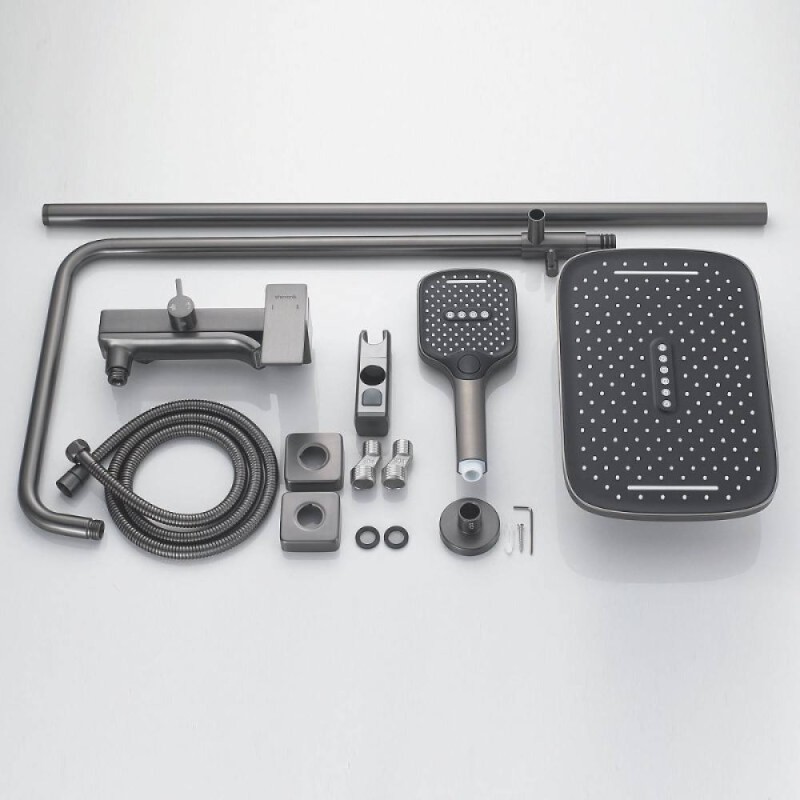 Душевая система Shevanik S4036T, вороненая сталь, gunmetal