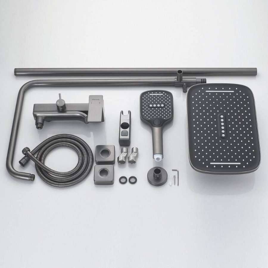 Душевая система Shevanik S4036T, вороненая сталь, gunmetal