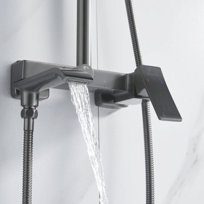 Душевая система Shevanik S4036T, вороненая сталь, gunmetal