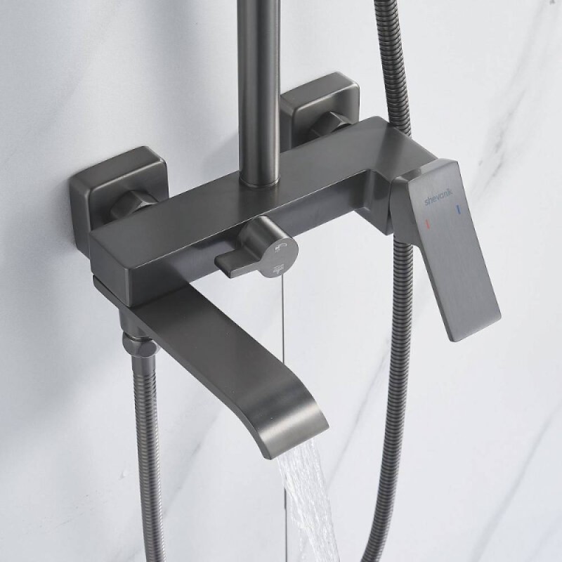 Душевая система Shevanik S4036T, вороненая сталь, gunmetal