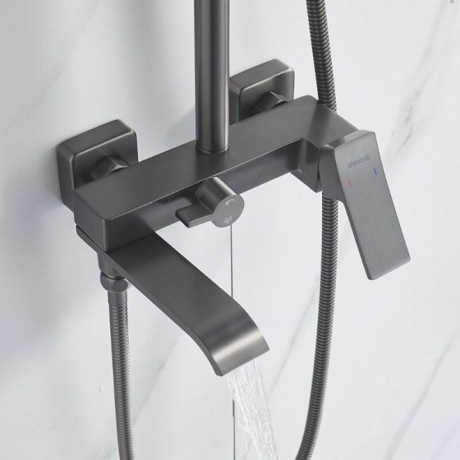 Душевая система Shevanik S4036T, вороненая сталь, gunmetal