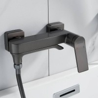 Смеситель для ванны и душа Shevanik S4102T, с душевым гарнитуром, вороненая сталь, gunmetal