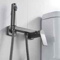 Гигиенический душ Shevanik S4105T-1, со смесителем, вороненая сталь, gunmetal