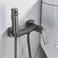 Гигиенический душ Shevanik S4105T-1, со смесителем, вороненая сталь, gunmetal
