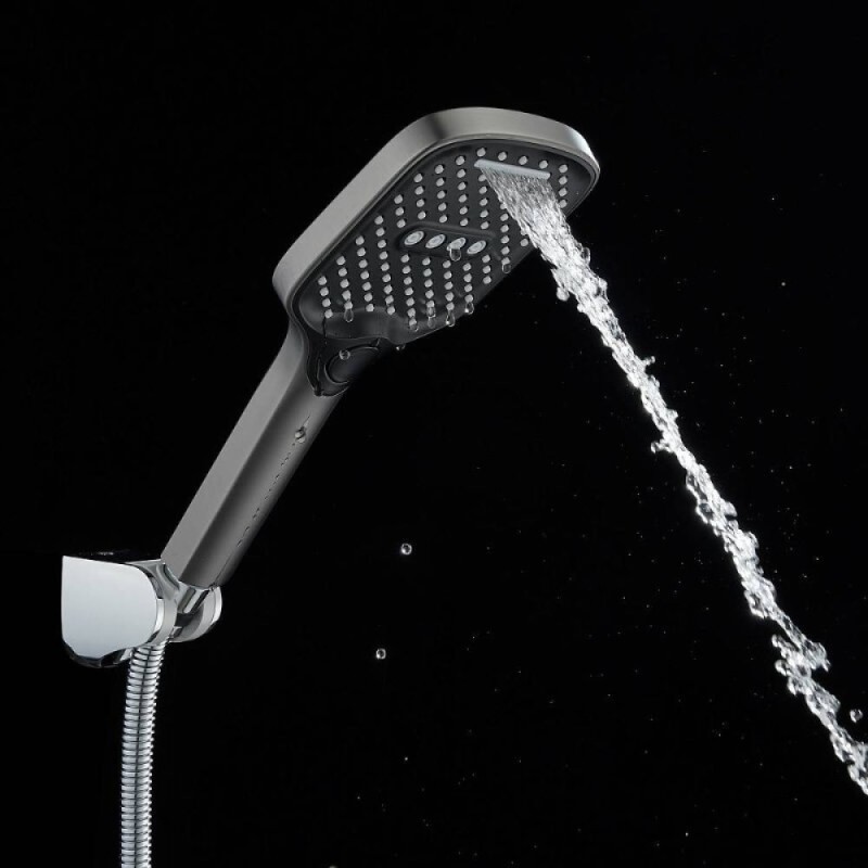 Смеситель для ванны и душа Shevanik S4112T, на борт ванны, вороненая сталь, gunmetal