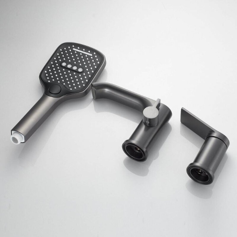 Смеситель для ванны и душа Shevanik S4112T, на борт ванны, вороненая сталь, gunmetal