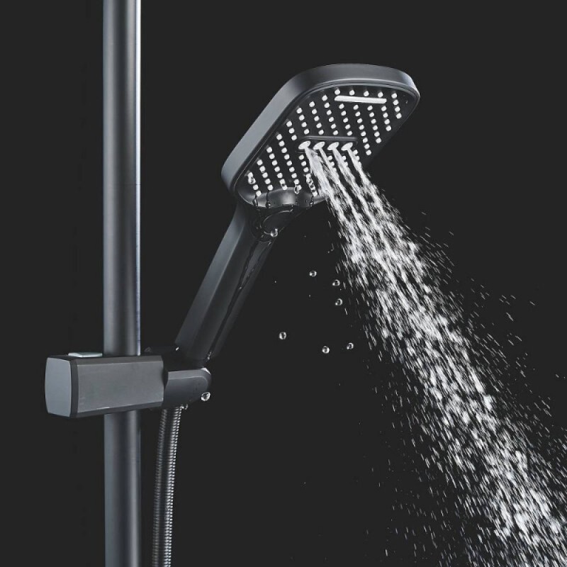 Душевая система Shevanik S4136H, цвет черный матовый