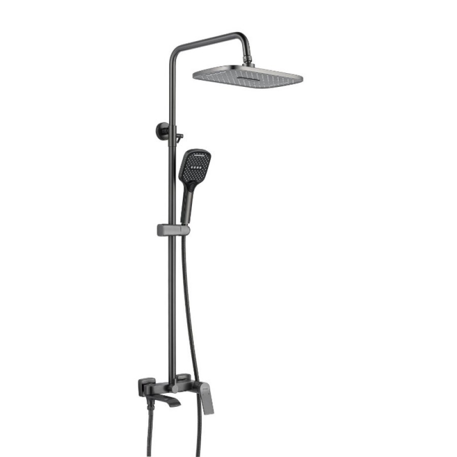 Душевая система Shevanik S4136T, вороненая сталь, gunmetal