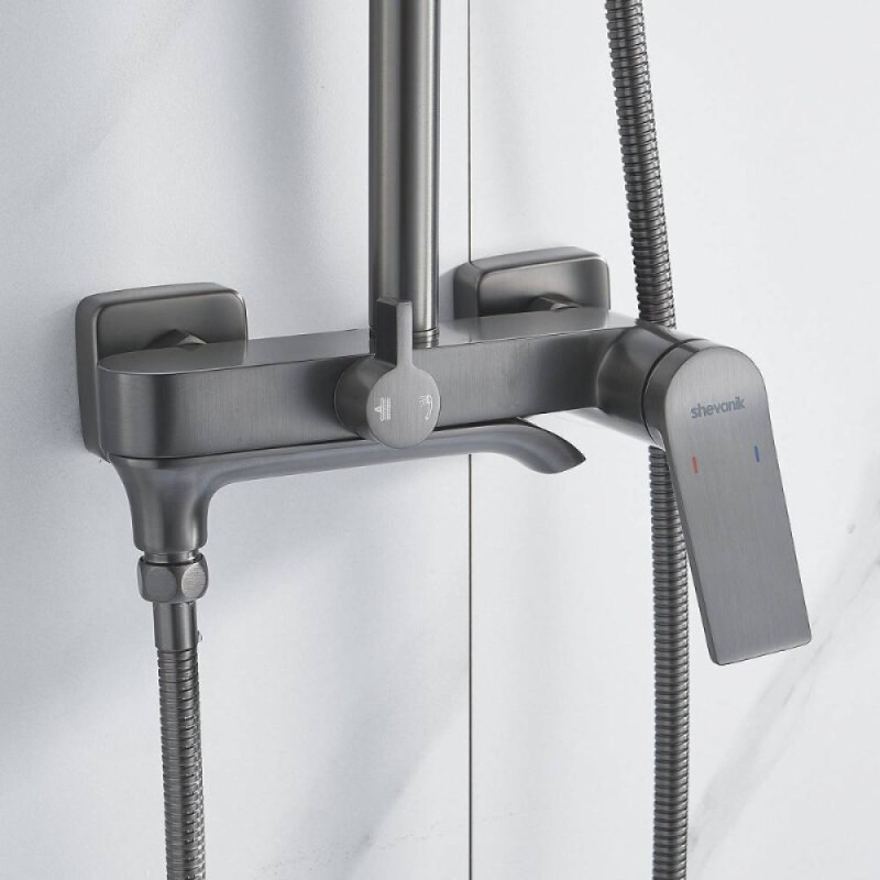Душевая система Shevanik S4136T, вороненая сталь, gunmetal