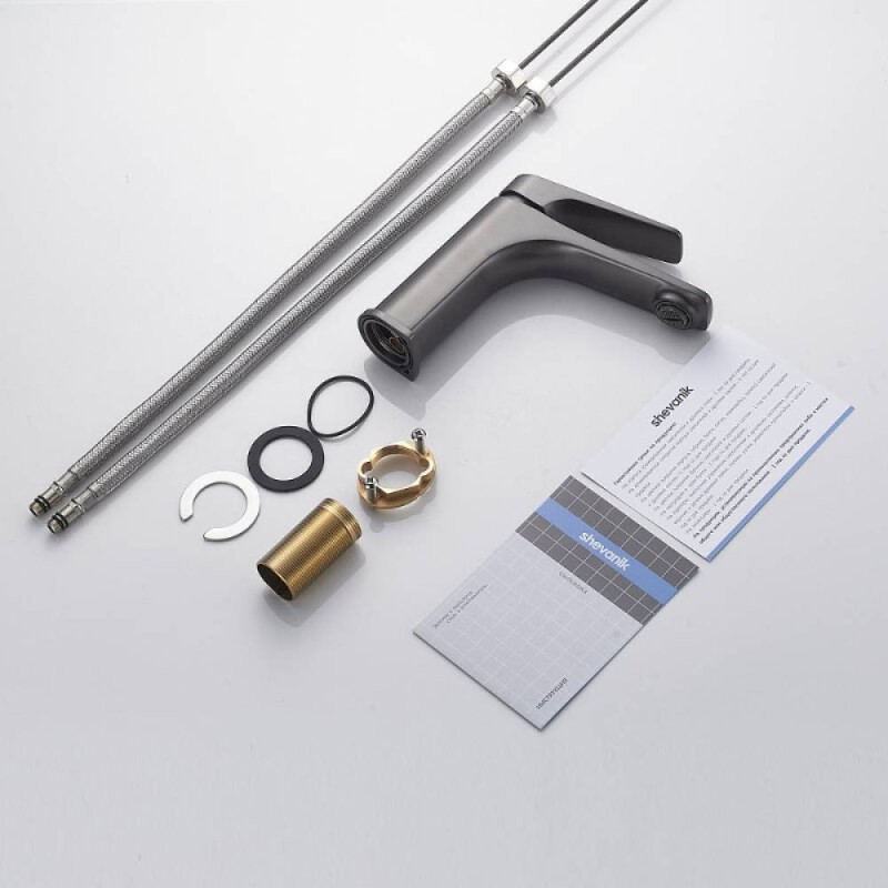 Смеситель для раковины Shevanik S4201T, цвет вороненая сталь, gunmetal