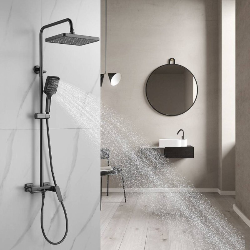 Душевая система Shevanik S4226T, цвет вороненая сталь, gunmetal