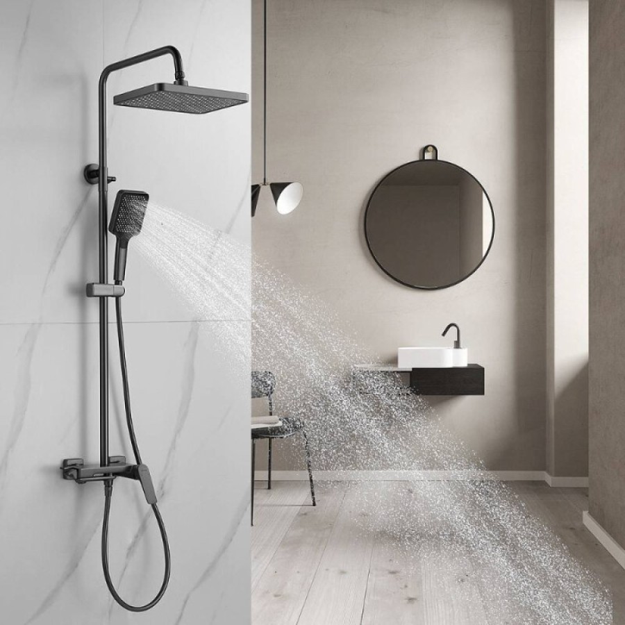 Душевая система Shevanik S4226T, цвет вороненая сталь, gunmetal