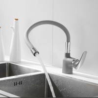 Смеситель для кухонной мойки Shevanik S443-9, с гибким изливом, цвет хром/серый