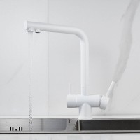 Смеситель для кухонной мойки Shevanik S468C, с подключением к фильтру, цвет белый матовый