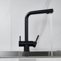 Смеситель для кухонной мойки Shevanik S468H, с подключением к фильтру, цвет черный матовый