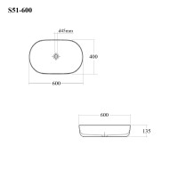BOND S51-600 Раковина накладная прямоугольно-овальная 60*40*13,5см белая