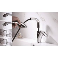 Смеситель для раковины Shevanik S5121, с выдвижным изливом, цвет хром