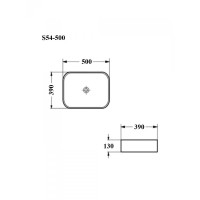 BOND S54-500 Раковина накладная прямоугольная 50*39*13см белая