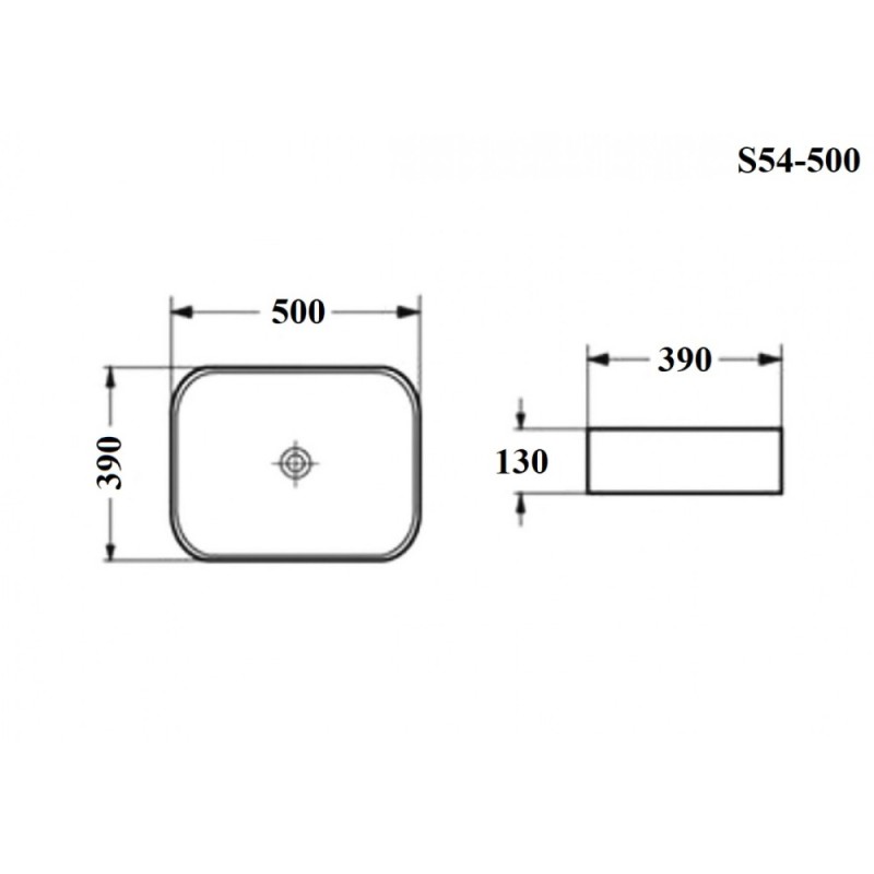 BOND S54-500 Раковина накладная прямоугольная 50*39*13см белая