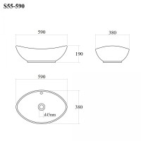 BOND S55-590 Раковина накладная овальная 59*38*19см белая