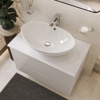 BOND S55-590 Раковина накладная овальная 59*38*19см белая