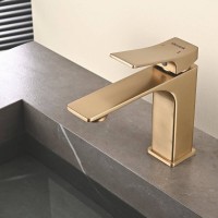 Смеситель для раковины Shevanik S6101G, цвет золотой сатин